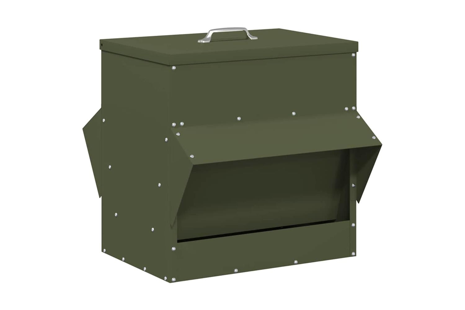 Vidaxl Chicken Feeder Olive Green 405 X 45 X 41 Cm Cold-rolled Steel-2