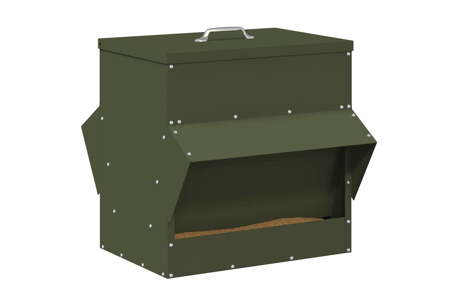 Vidaxl Chicken Feeder Olive Green 405 X 45 X 41 Cm Cold-rolled Steel-3