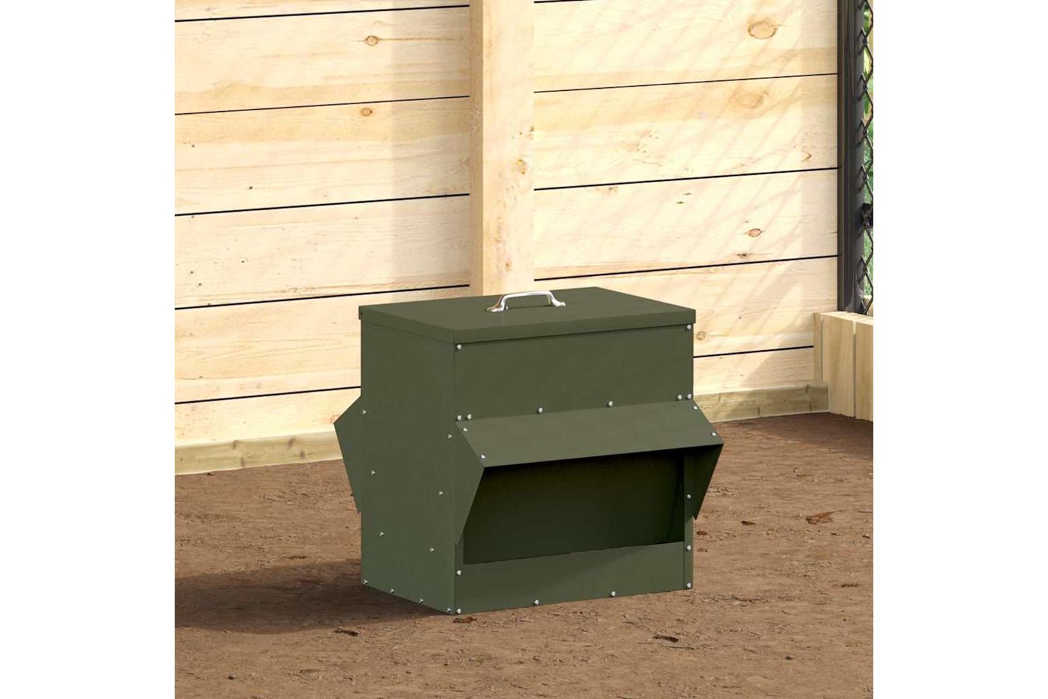 Vidaxl Chicken Feeder Olive Green 405 X 45 X 41 Cm Cold-rolled Steel-4