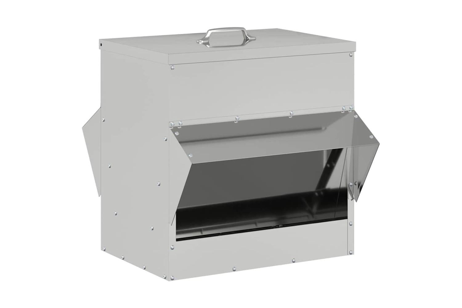 Vidaxl Chicken Feeder Silver 405 X 45 X 41 Cm Galvanised Steel-2