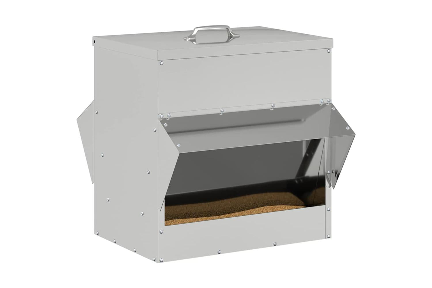 Vidaxl Chicken Feeder Silver 405 X 45 X 41 Cm Galvanised Steel-3