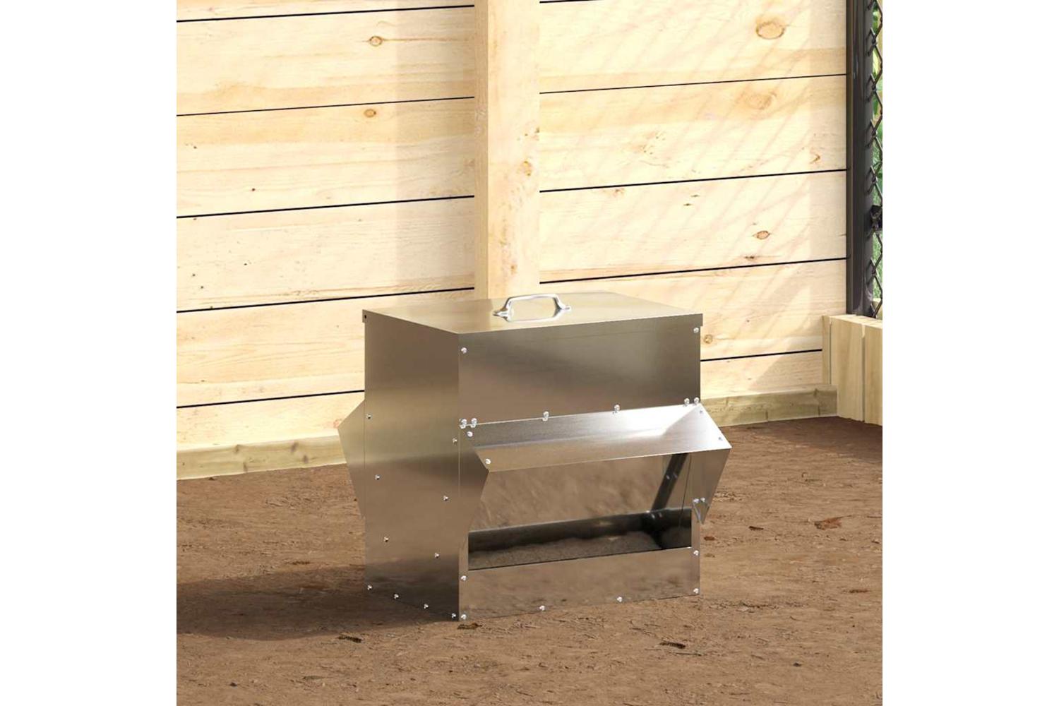 Vidaxl Chicken Feeder Silver 405 X 45 X 41 Cm Galvanised Steel-4