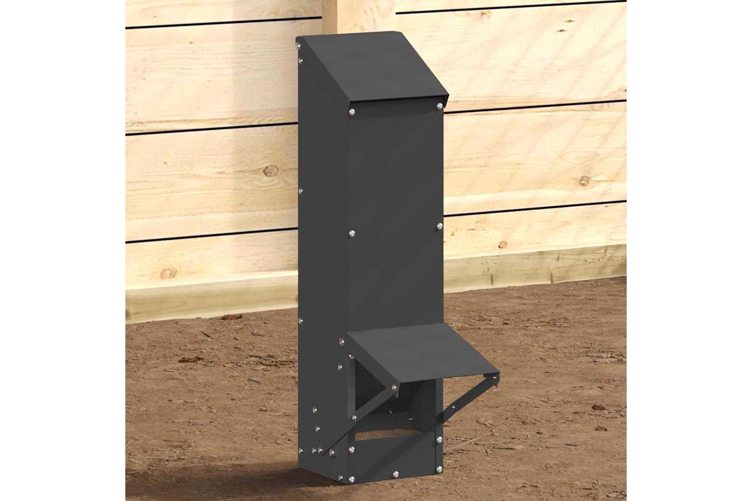 Vidaxl Chicken Feeder Black 13 X 12 X 51 Cm Cold-rolled Steel-4