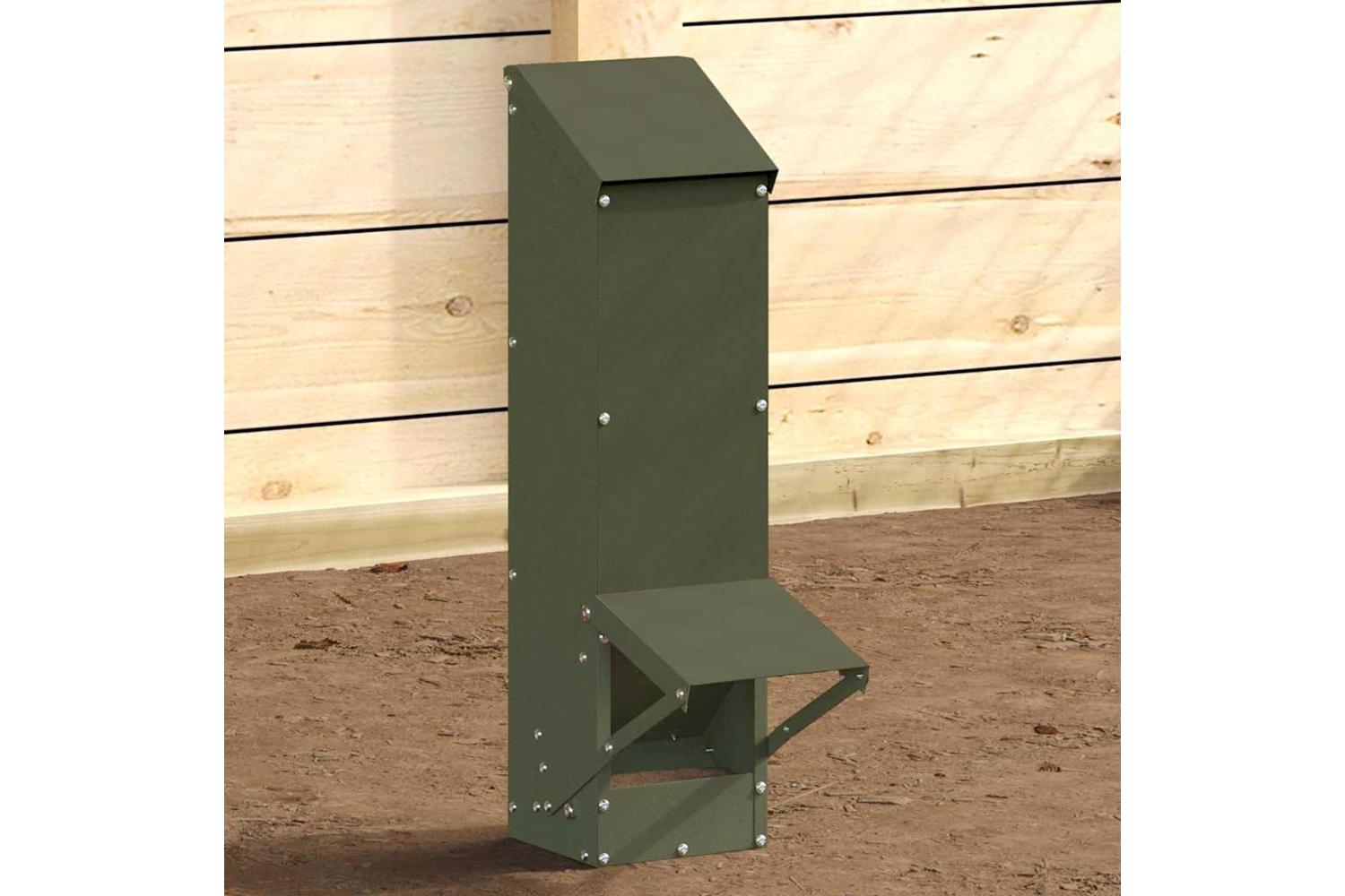 Vidaxl Chicken Feeder Olive Green 13 X 12 X 51 Cm Cold-rolled Steel-4