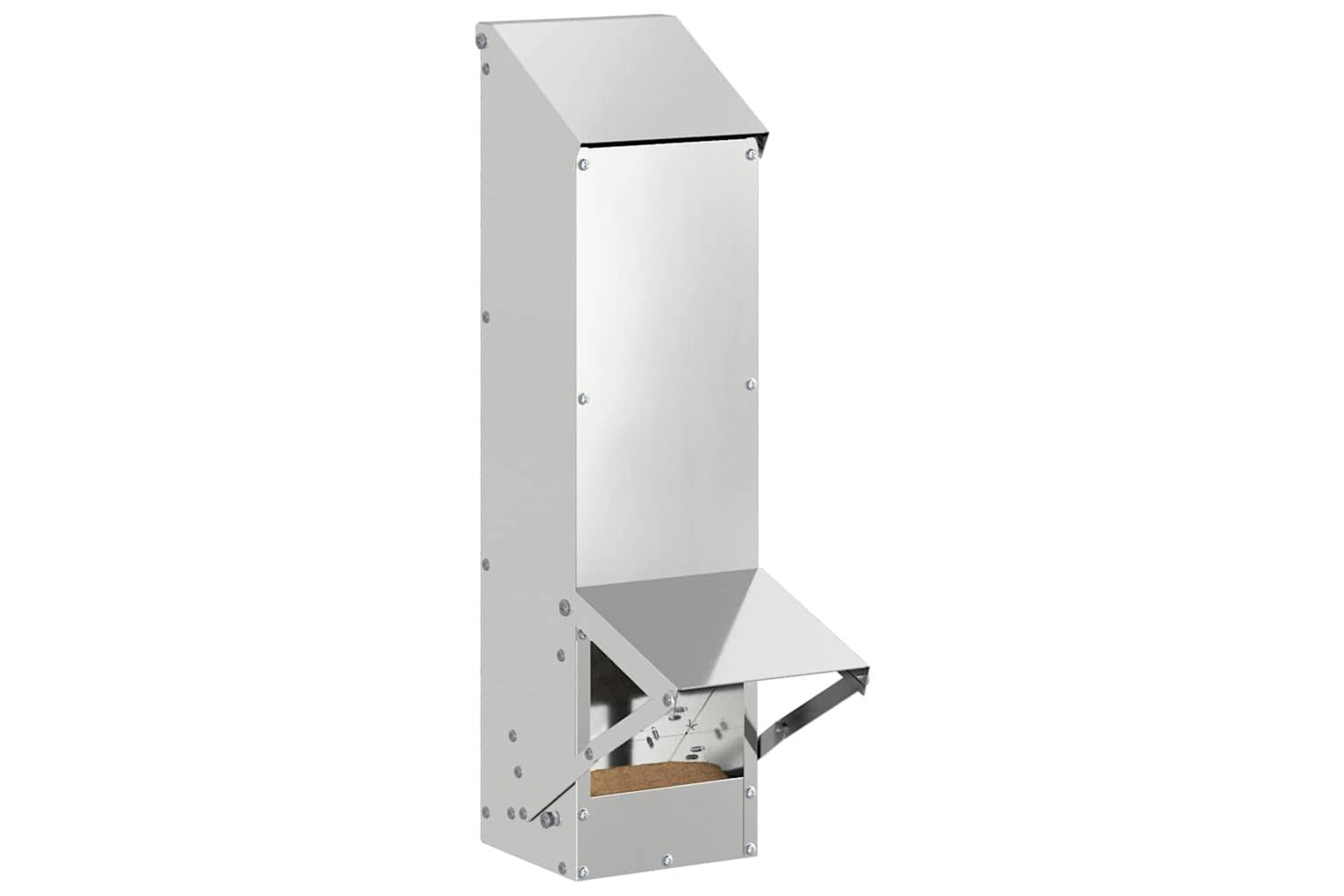 Vidaxl Chicken Feeder Silver 13 X 12 X 51 Cm Galvanised Steel-3