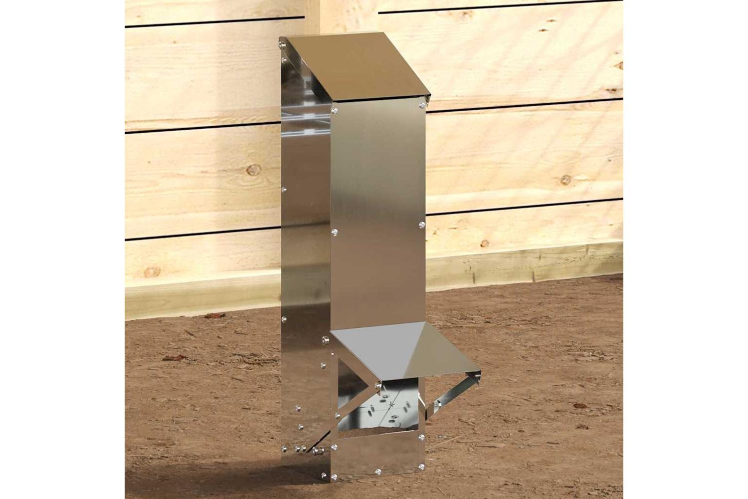 Vidaxl Chicken Feeder Silver 13 X 12 X 51 Cm Galvanised Steel-4
