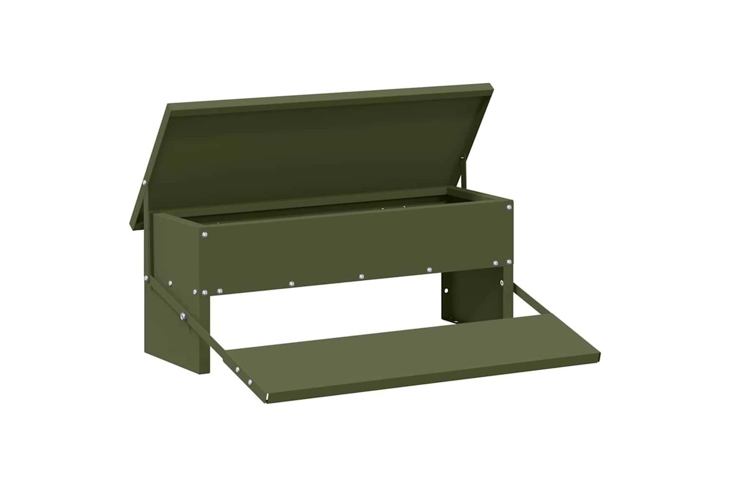 Vidaxl Chicken Treadle Feeder Olive Green 485 X 395 X 19 Cm-2