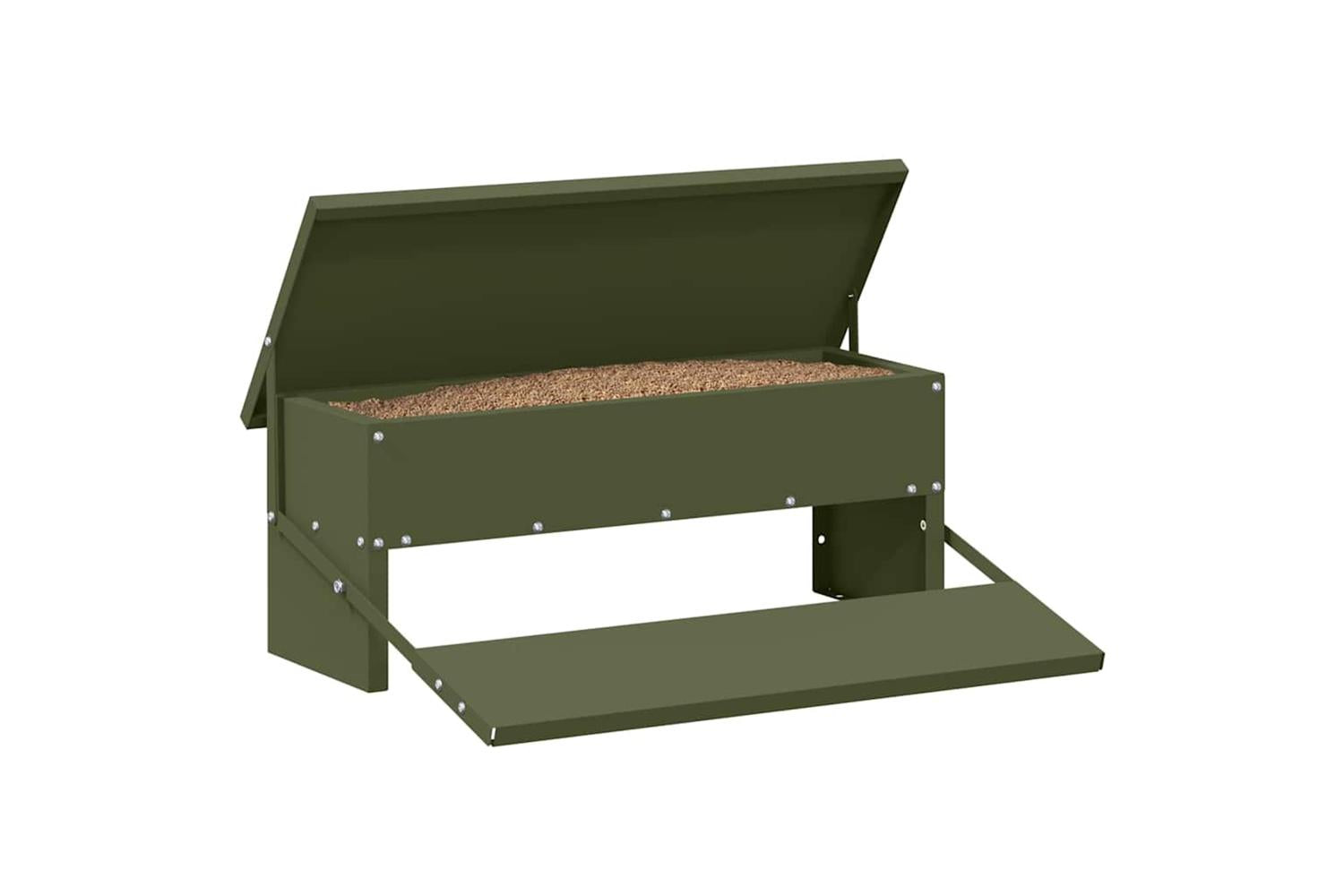 Vidaxl Chicken Treadle Feeder Olive Green 485 X 395 X 19 Cm-3