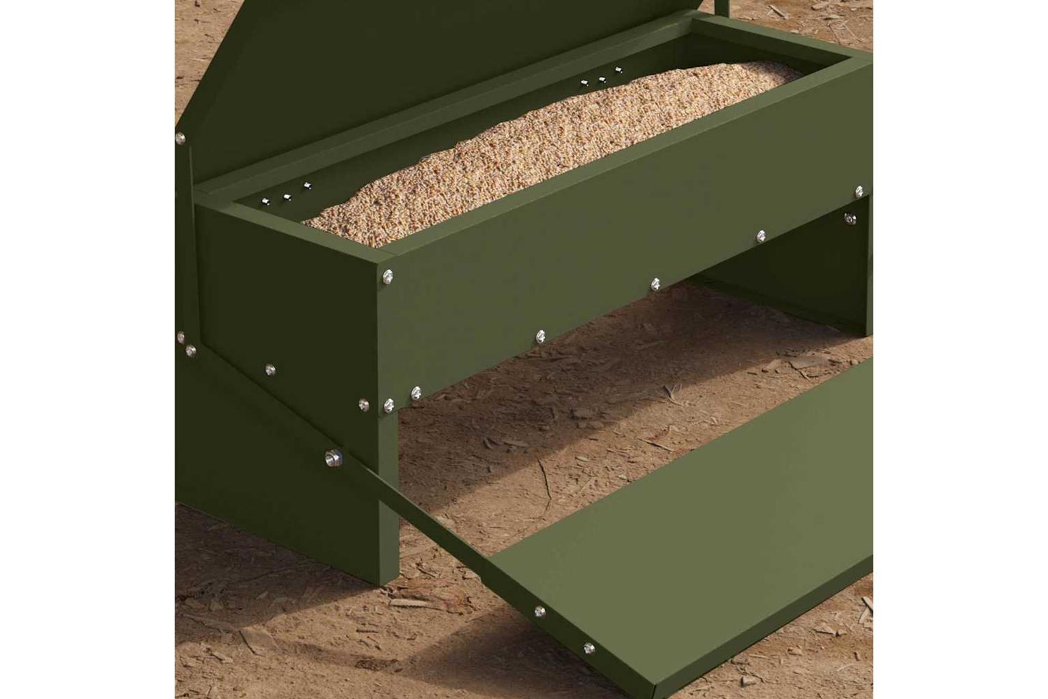 Vidaxl Chicken Treadle Feeder Olive Green 485 X 395 X 19 Cm-4