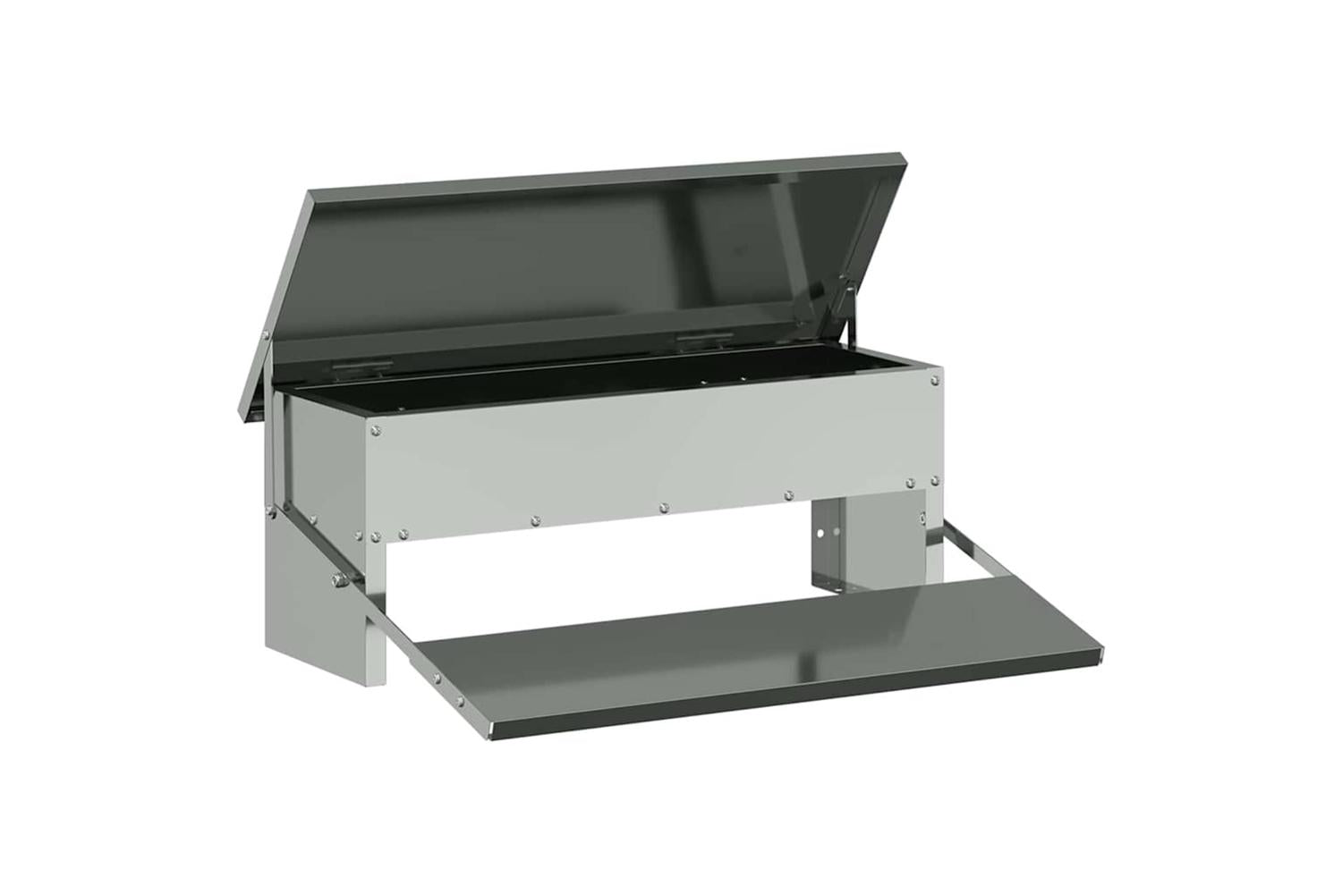 Vidaxl Chicken Treadle Feeder Silver 485 X 395 X 19 Cm-2