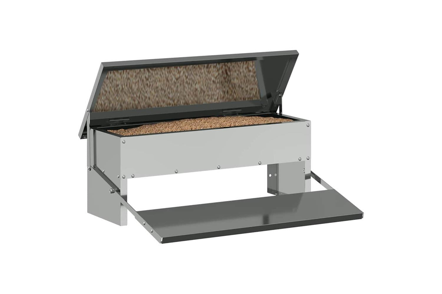 Vidaxl Chicken Treadle Feeder Silver 485 X 395 X 19 Cm-3