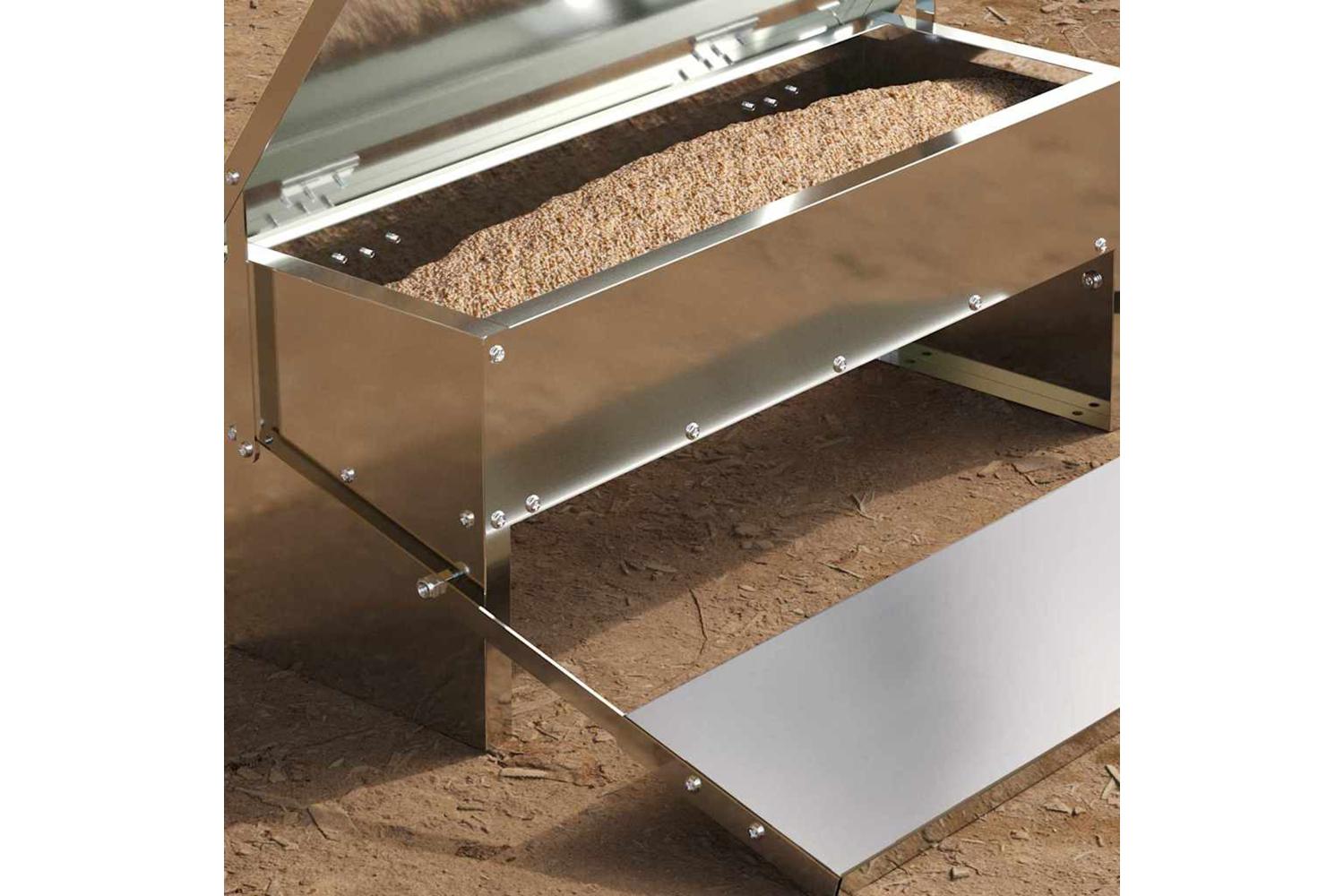 Vidaxl Chicken Treadle Feeder Silver 485 X 395 X 19 Cm-4