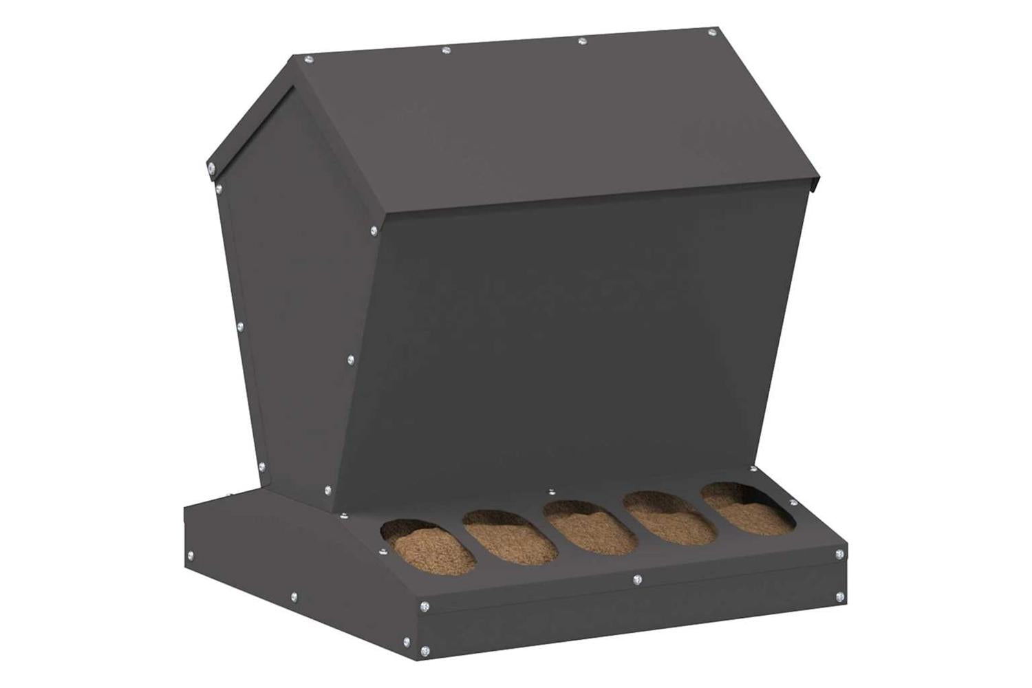 Vidaxl Chicken Feeder Black 40 X 40 X 45 Cm Cold-rolled Steel-3