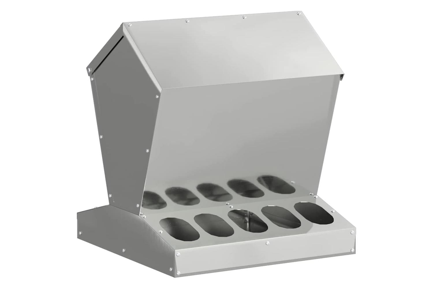 Vidaxl Chicken Feeder Silver 40 X 40 X 45 Cm Galvanised Steel-2