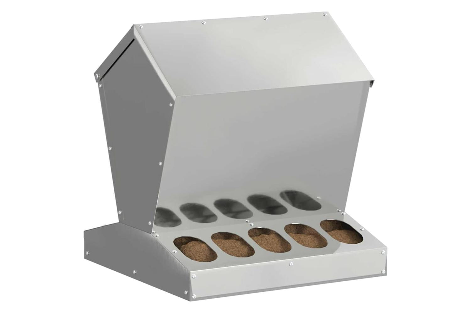 Vidaxl Chicken Feeder Silver 40 X 40 X 45 Cm Galvanised Steel-3