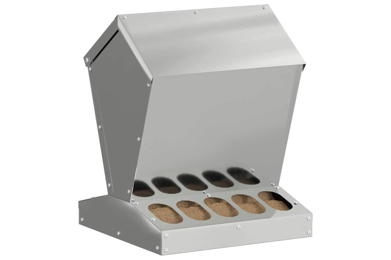 Vidaxl Chicken Feeder Silver 30 X 30 X 39 Cm Galvanised Steel-3
