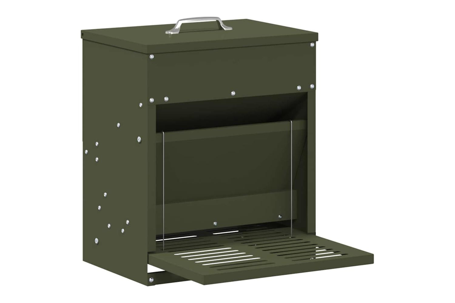 Vidaxl Chicken Treadle Feeder Olive Green 33 X 42 X 40 Cm