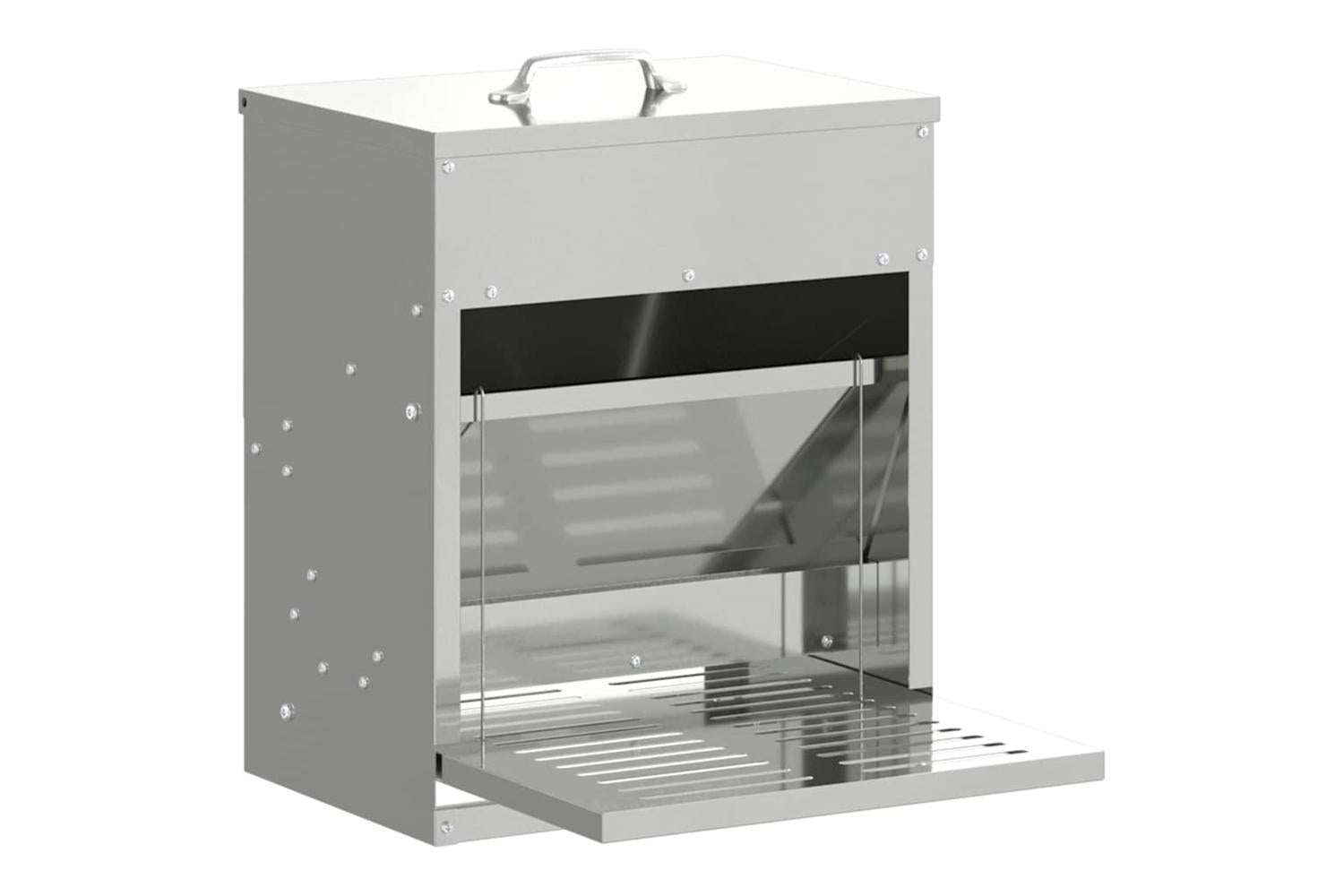 Vidaxl Chicken Treadle Feeder Silver 33 X 42 X 40 Cm Galvanised Steel-2