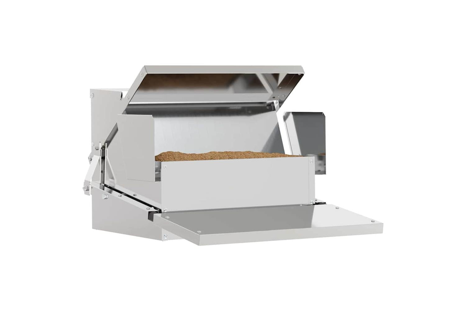 Vidaxl Chicken Treadle Feeder Silver 50 X 40 X 29 Cm Galvanised Steel-3