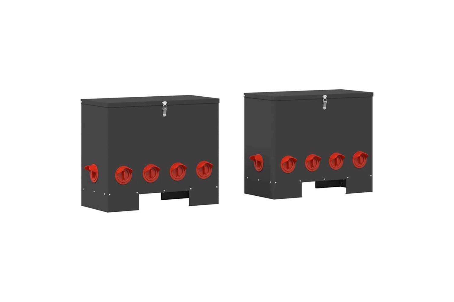 Vidaxl Chicken Feeder 2 Pcs Black 605 X 29 X 51 Cm Cold-rolled Steel-2