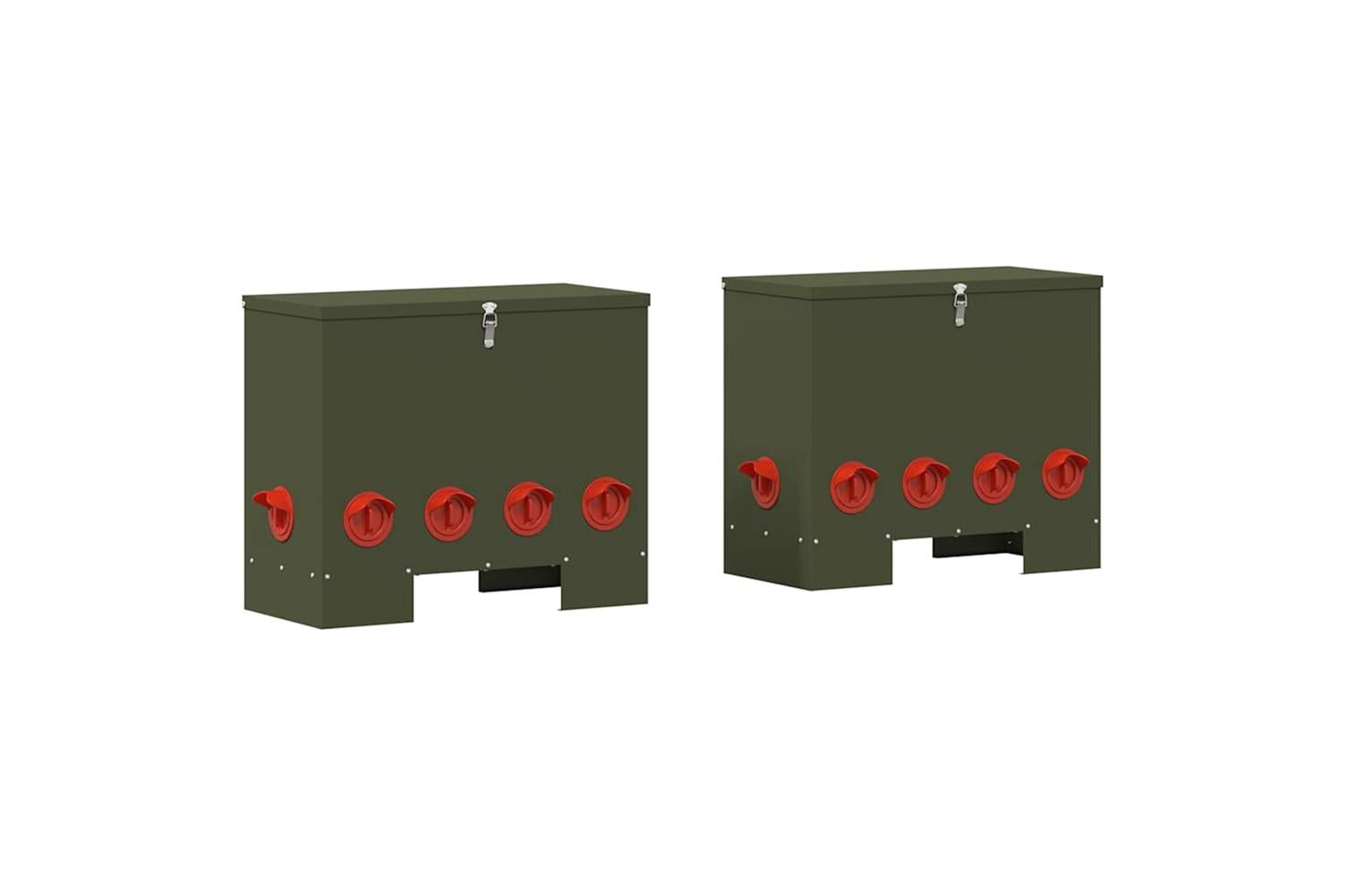 Vidaxl Chicken Feeder 2 Pcs Olive Green 605 X 29 X 51 Cm-2
