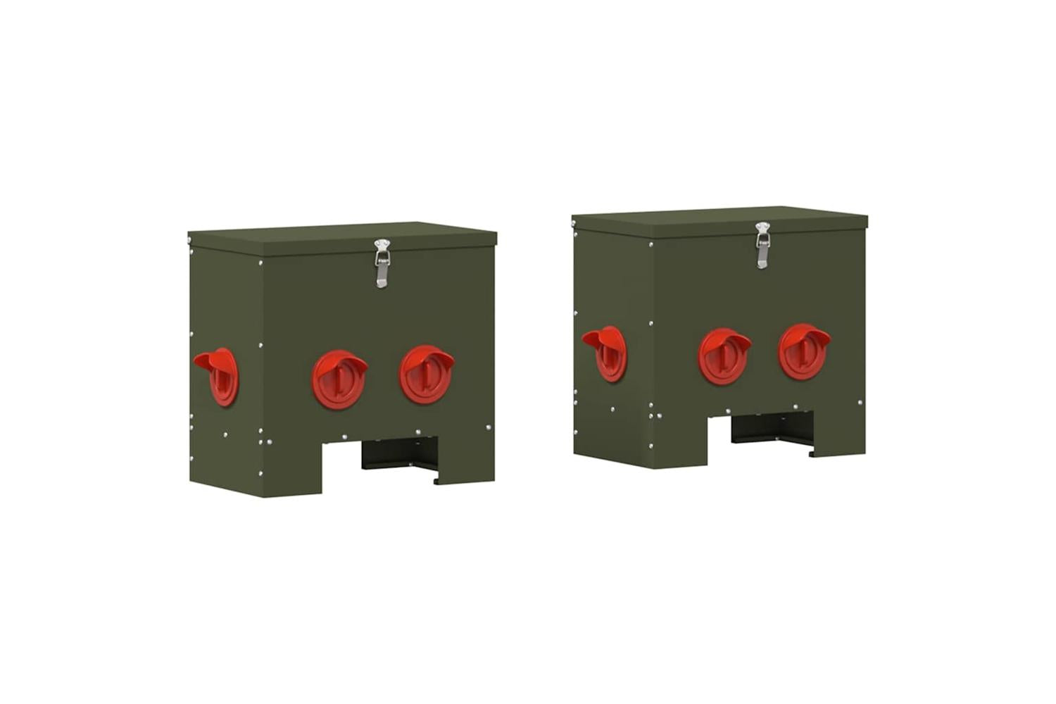 Vidaxl Chicken Feeder 2 Pcs Olive Green 405 X 25 X 38 Cm-2