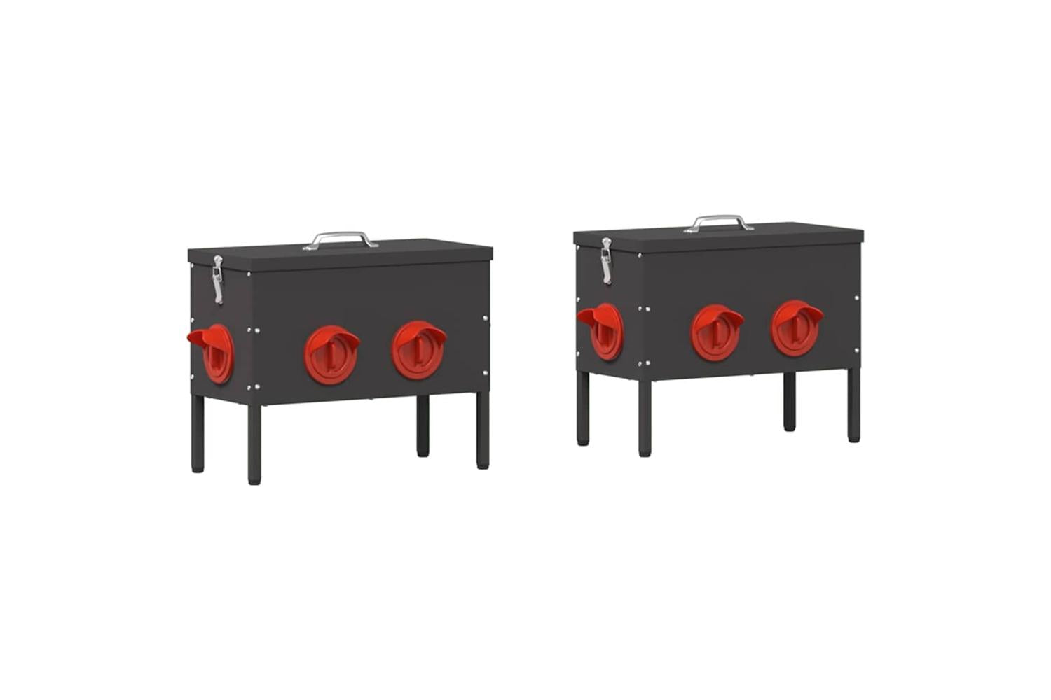 Vidaxl Chicken Feeder 2 Pcs Black 415 X 205 X 33 Cm