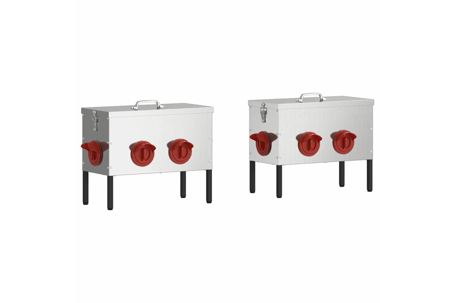 Vidaxl Chicken Feeder 2 Pcs Silver 415 X 205 X 33 Cm-2