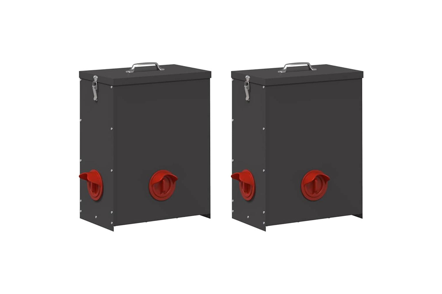 Vidaxl Chicken Feeder 2 Pcs Black 325 X 205 X 43 Cm-2