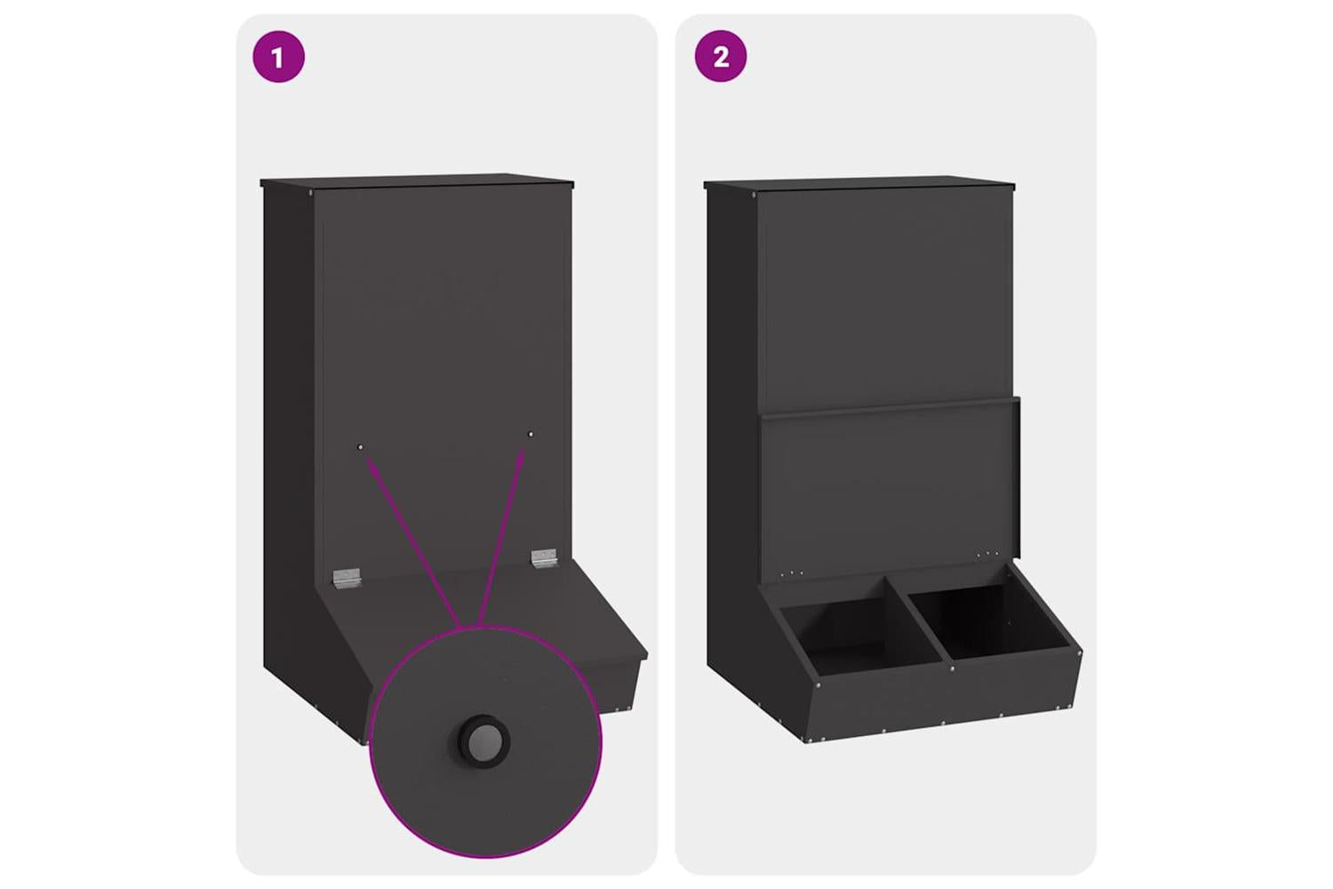 Vidaxl Pig Feeder Black 55 X 51 X 915 Cm Cold-rolled Steel-9