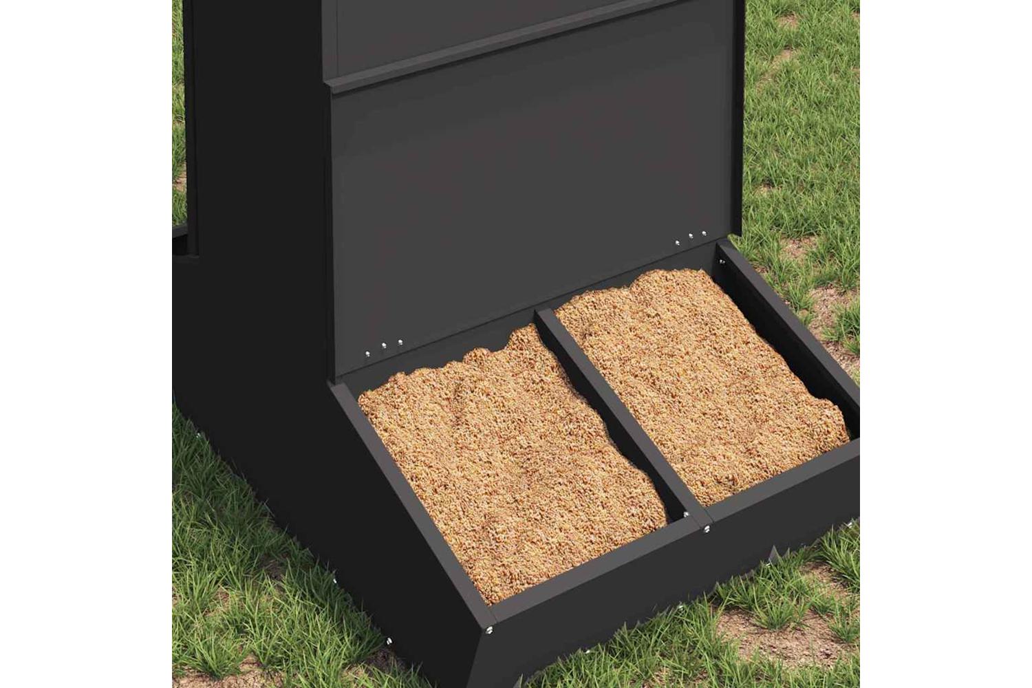 Vidaxl Pig Feeder Black 82 X 51 X 915 Cm Cold-rolled Steel-3