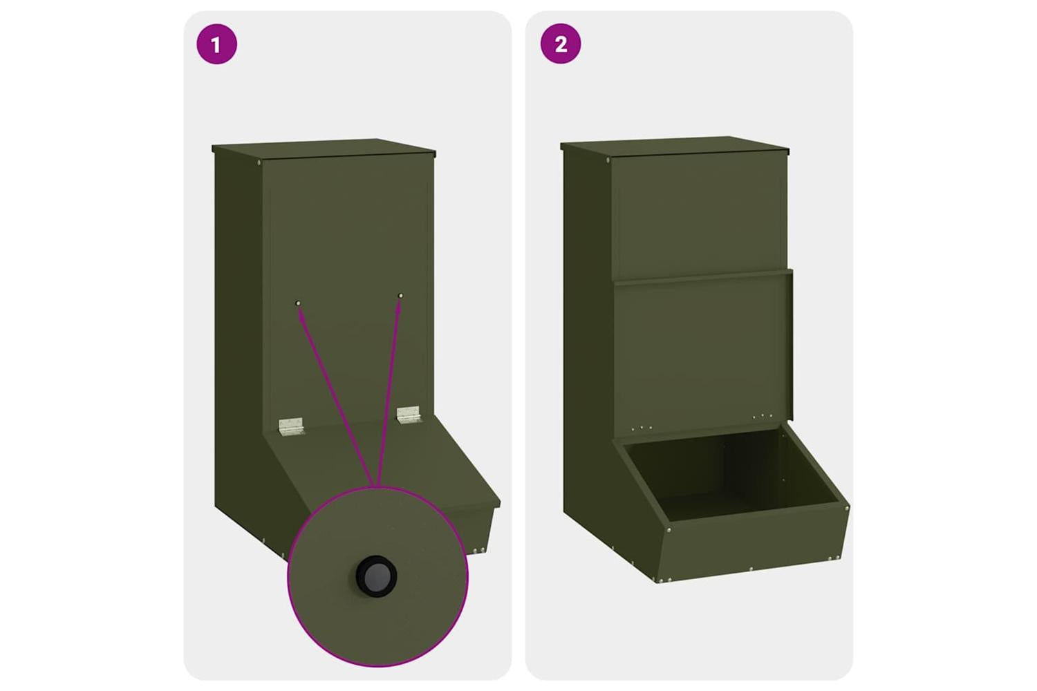 Vidaxl Pig Feeder Olive Green 55 X 38 X 76 Cm Cold-rolled Steel-9