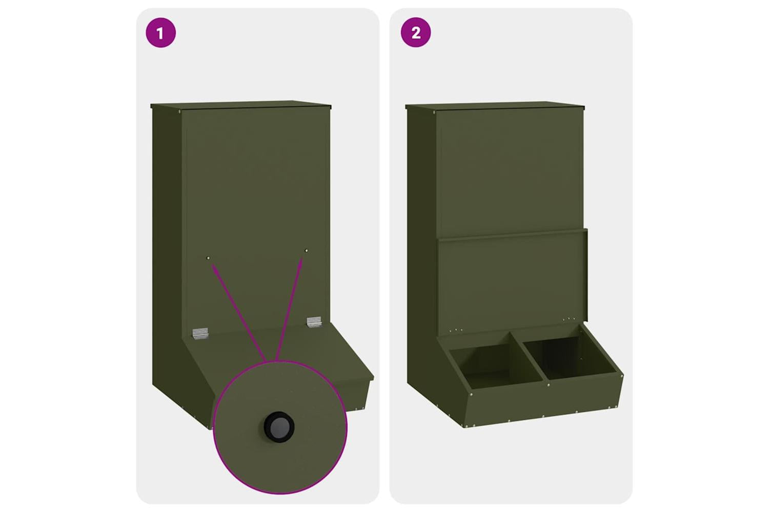 Vidaxl Pig Feeder Olive Green 55 X 51 X 915 Cm Cold-rolled Steel-9