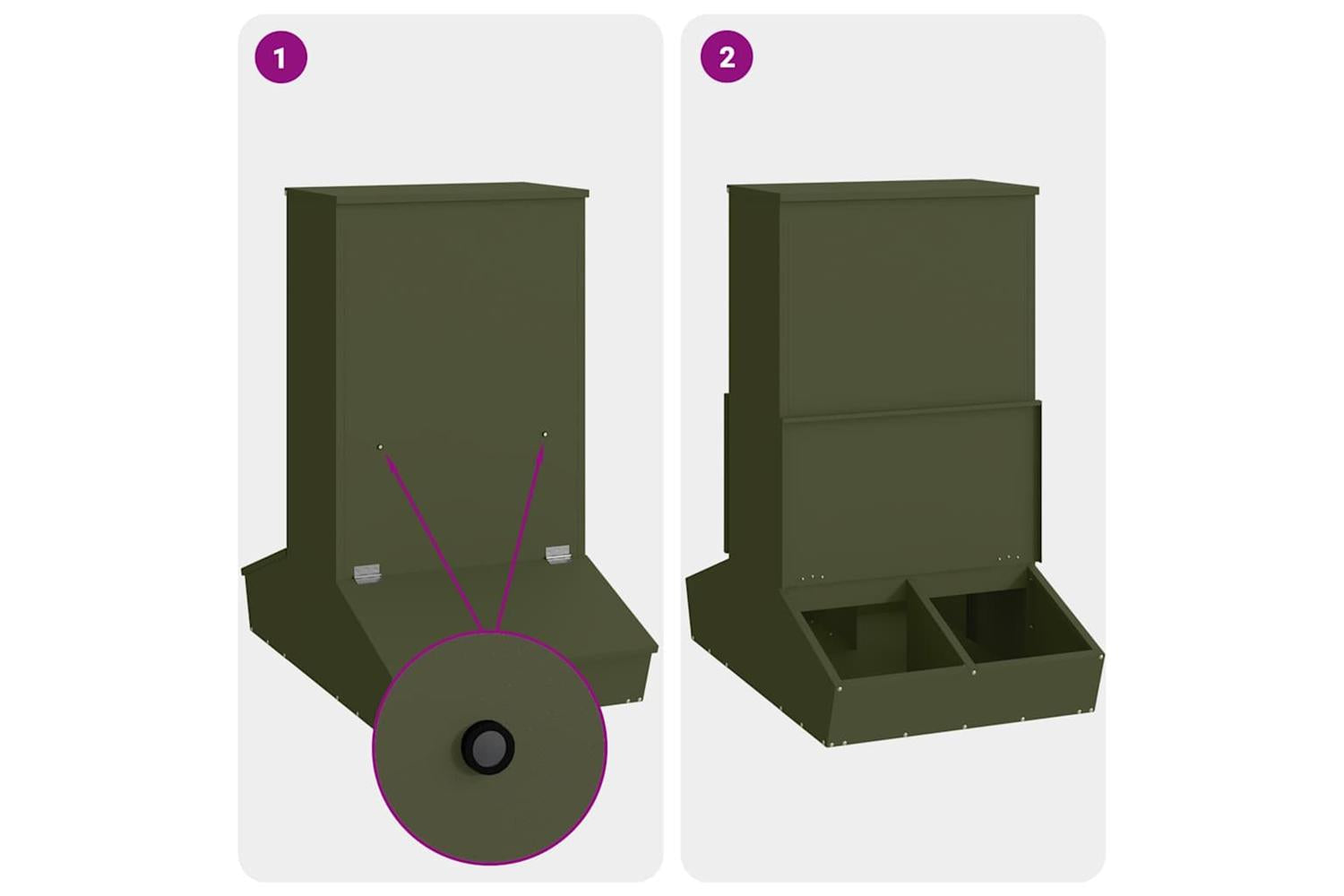 Vidaxl Pig Feeder Olive Green 82 X 51 X 915 Cm Cold-rolled Steel-9