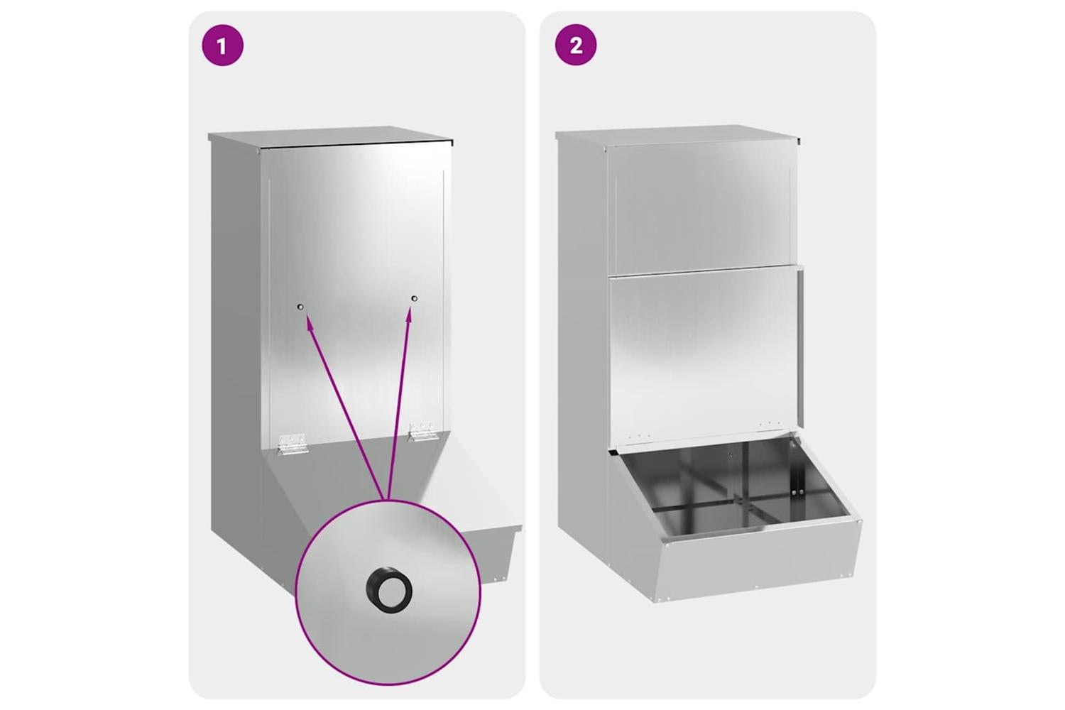 Vidaxl Pig Feeder Silver 55 X 38 X 76 Cm Galvanised Steel-10