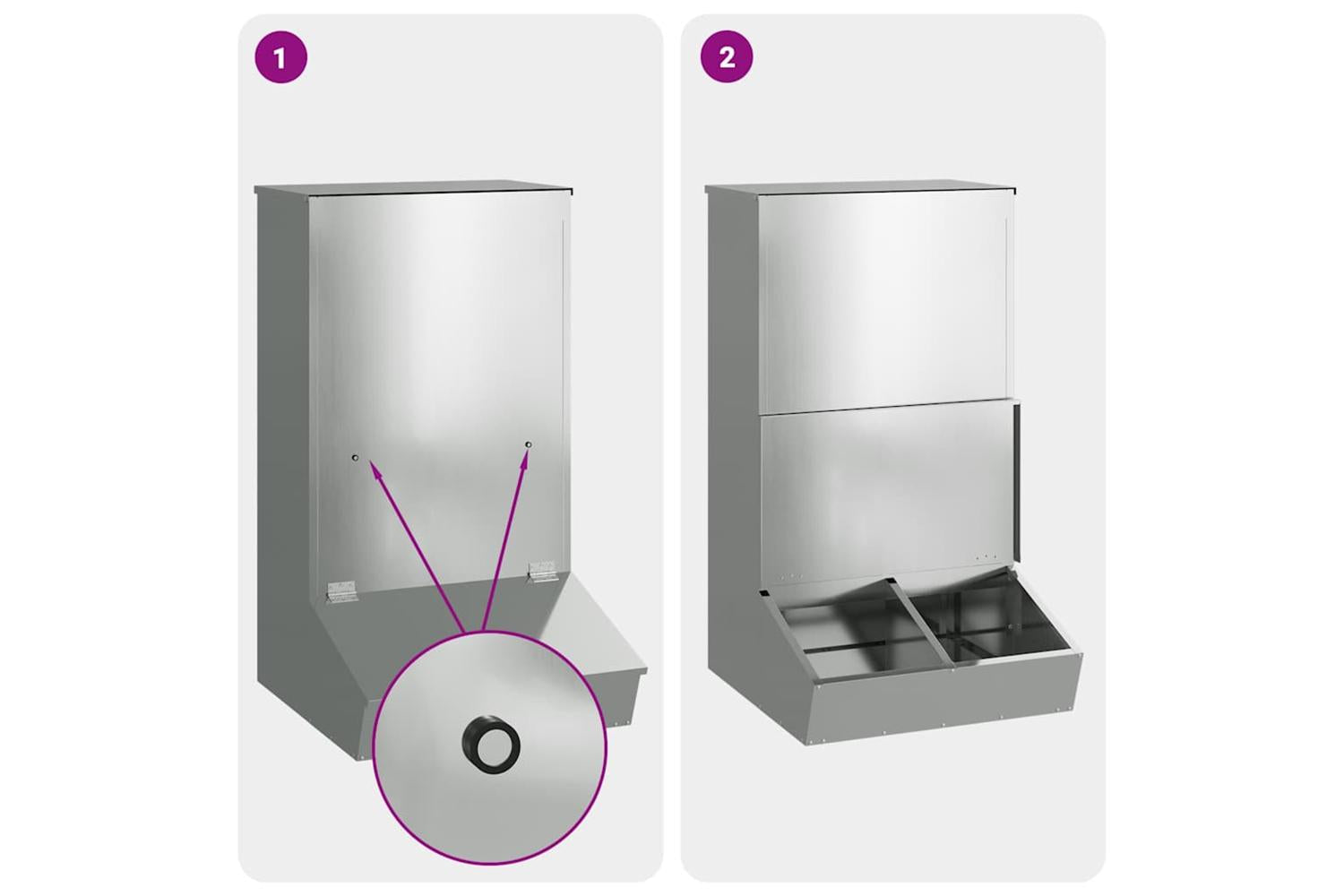 Vidaxl Pig Feeder Silver 55 X 51 X 915 Cm Galvanised Steel-10
