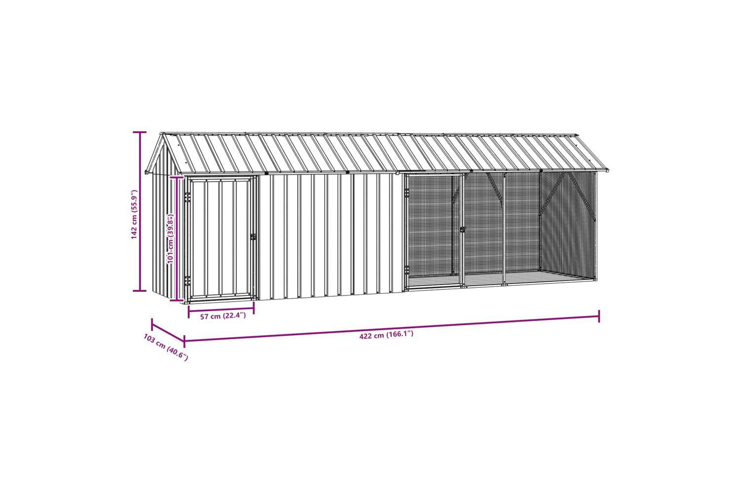 Vidaxl Bird Cage Anthracite 422 X 103 X 142 Cm Galvanised Steel-7