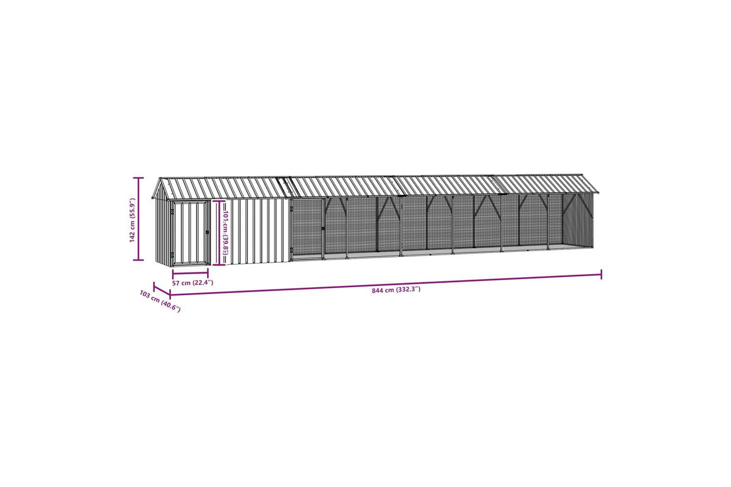 Vidaxl Bird Cage Anthracite 844 X 103 X 142 Cm Galvanised Steel-7