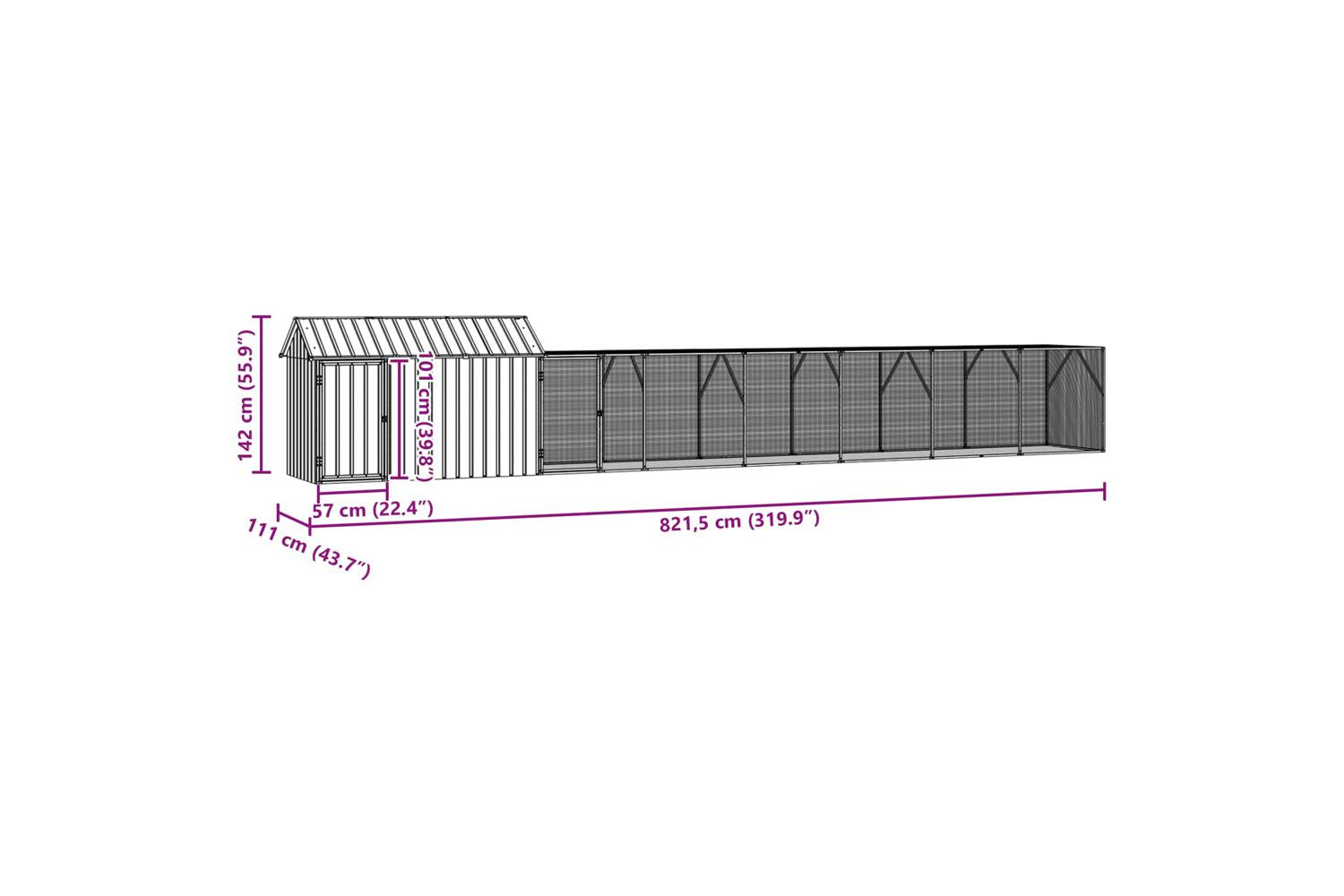 Vidaxl Bird Cage Anthracite 8215 X 111 X 142 Cm Galvanised Steel-8