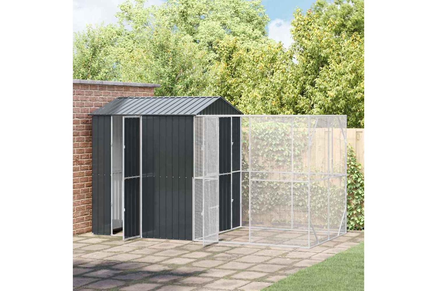 Vidaxl Bird Cage Anthracite 418 X 210 X 247 Cm Galvanised Steel-3