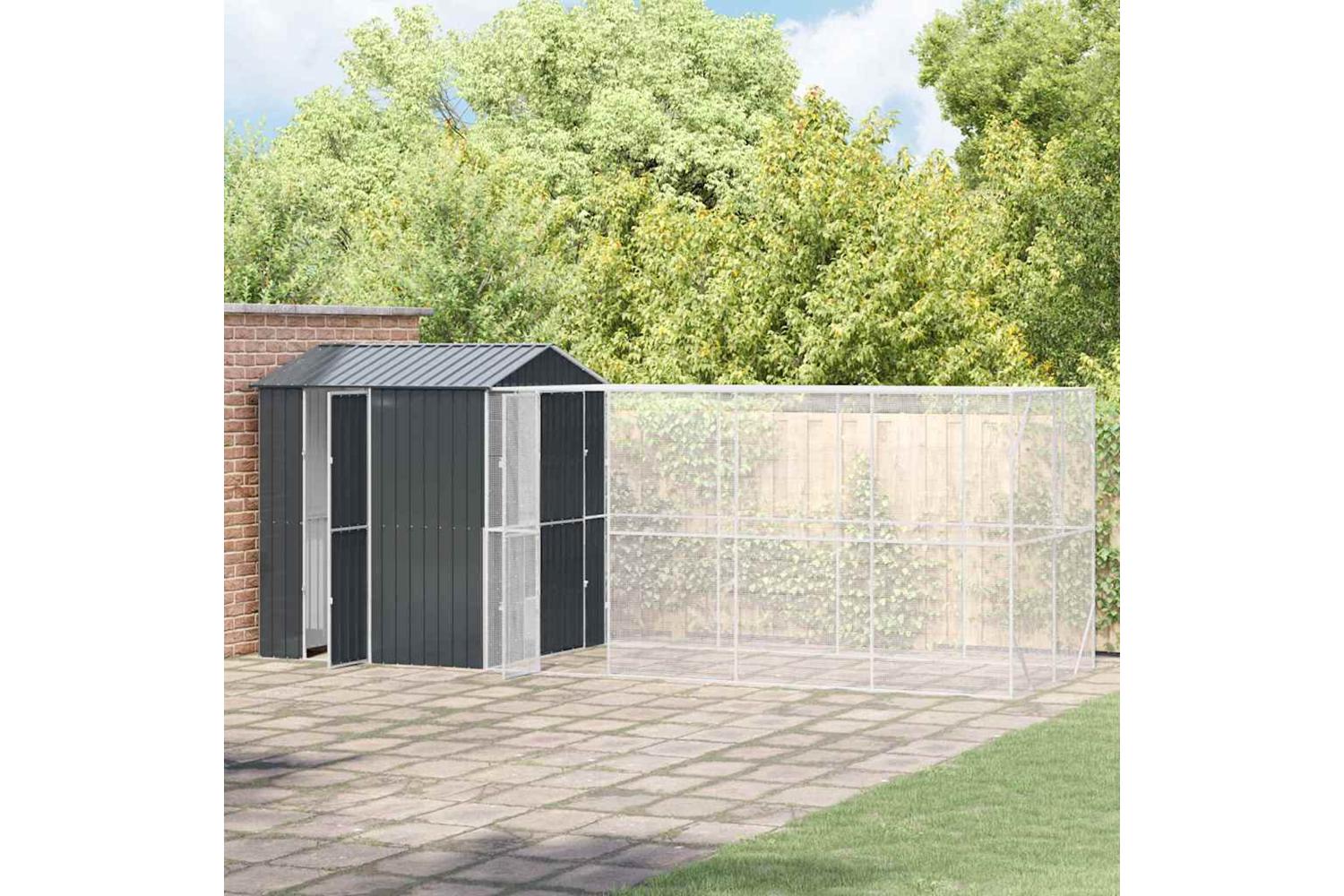 Vidaxl Bird Cage Anthracite 621 X 208 X 247 Cm Galvanised Steel-3