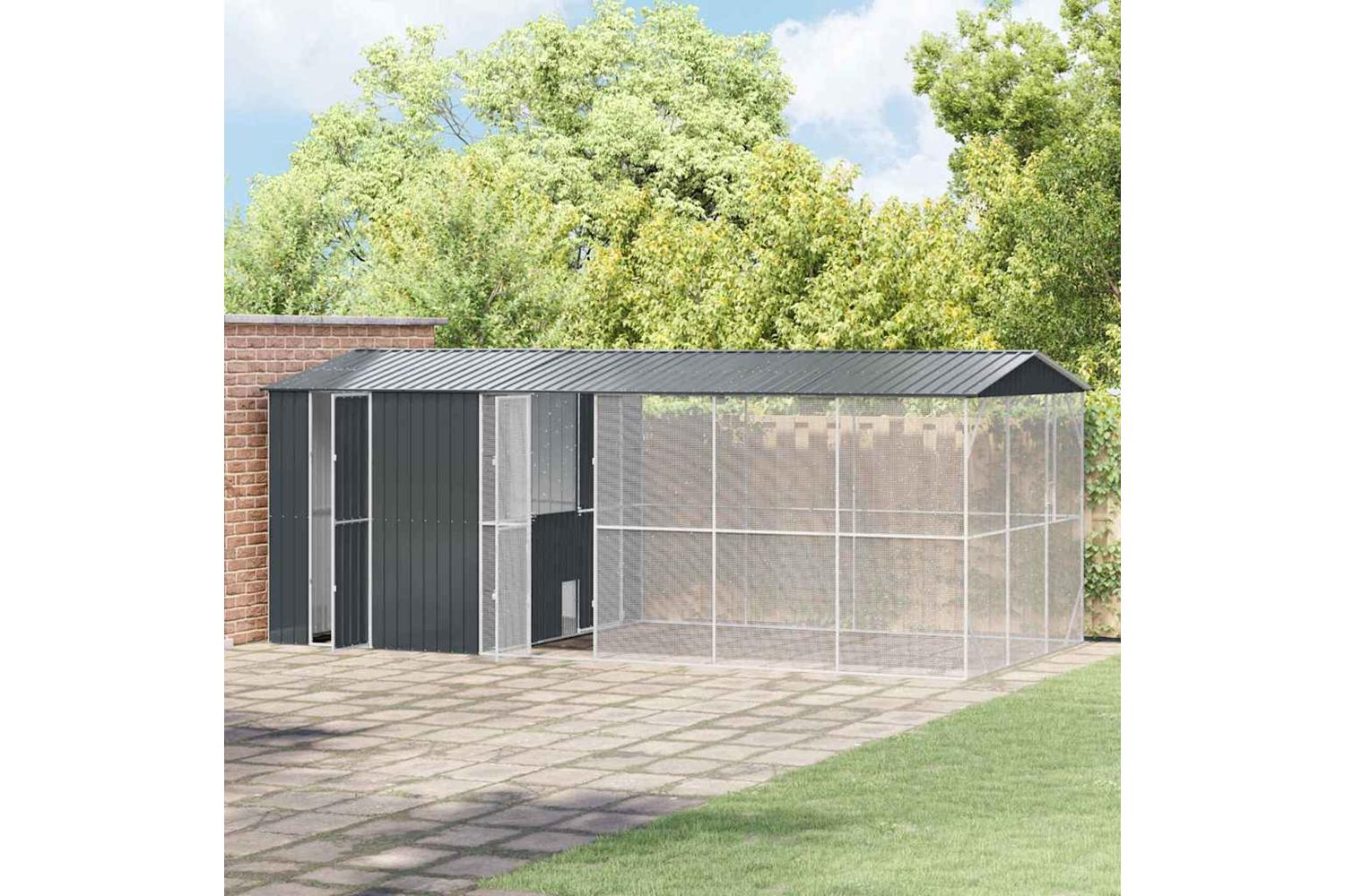 Vidaxl Bird Cage Anthracite 645 X 310 X 247 Cm Galvanised Steel-3