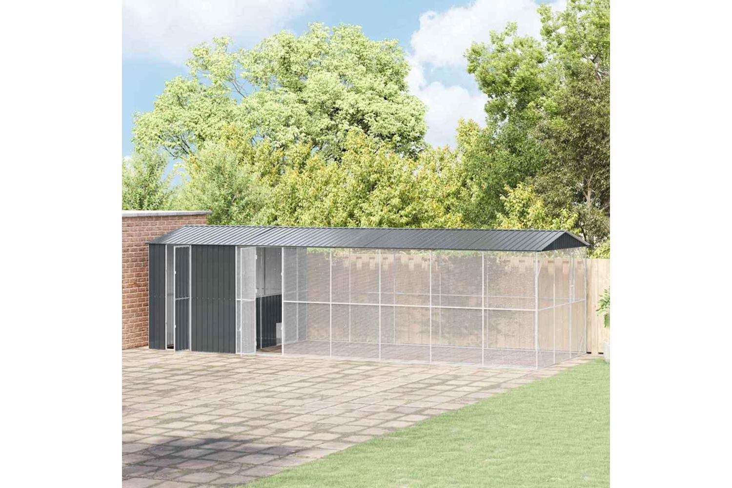 Vidaxl Bird Cage Anthracite 860 X 310 X 247 Cm Galvanised Steel-3