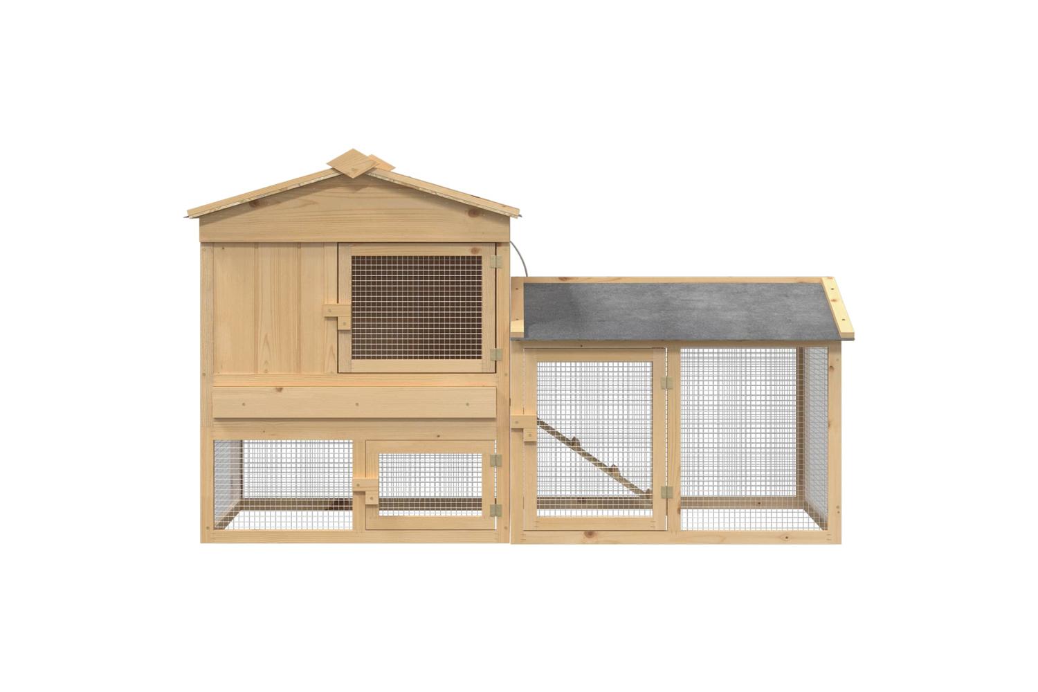 Vidaxl Chicken Coop 2 Pcs Brown Solid Pine Wood-2
