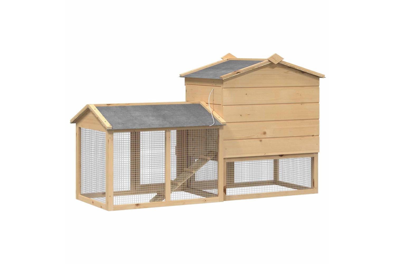 Vidaxl Chicken Coop 2 Pcs Brown Solid Pine Wood-3