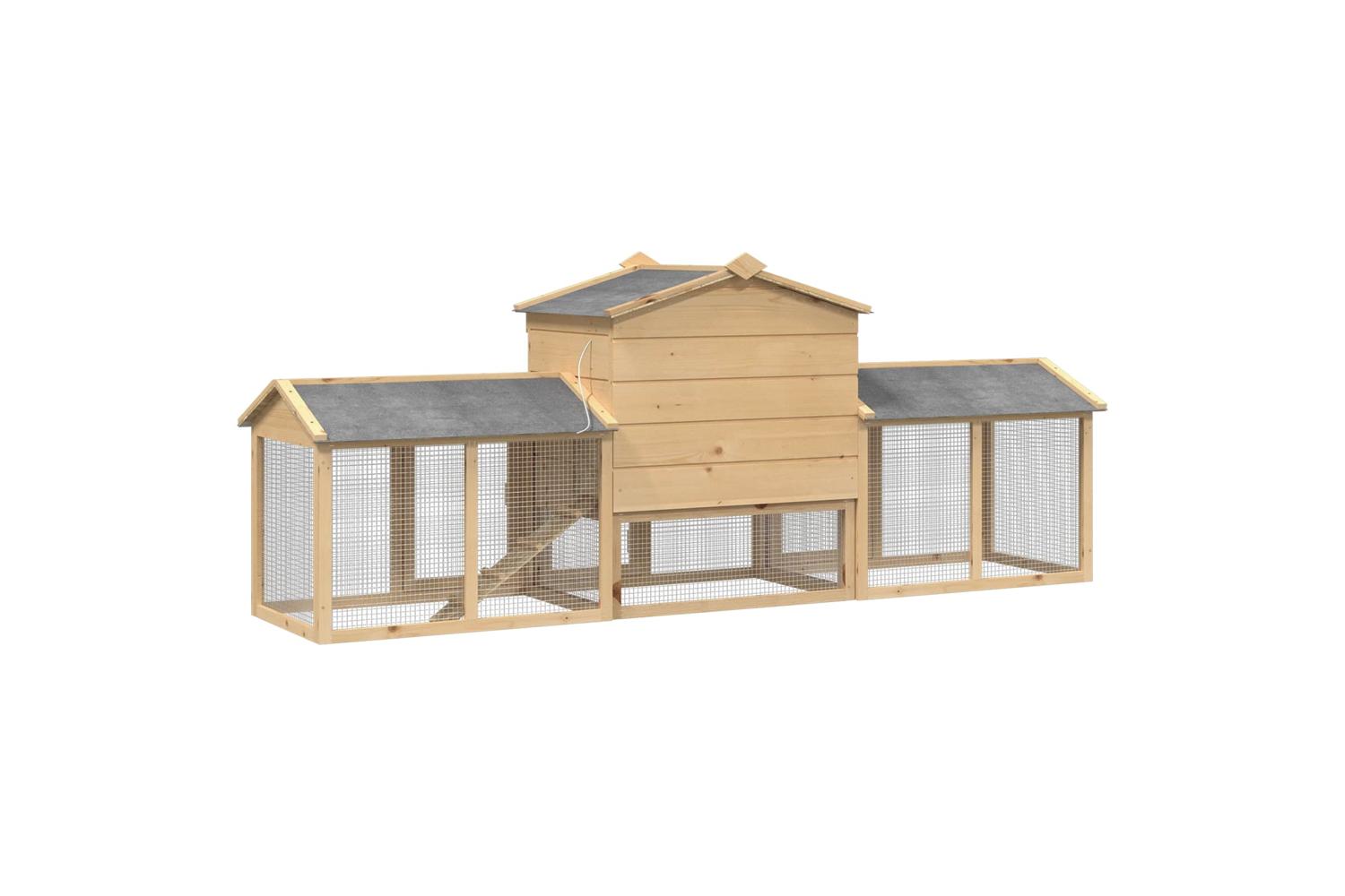 Vidaxl Chicken Coop 3 Pcs Brown Solid Pine Wood-3