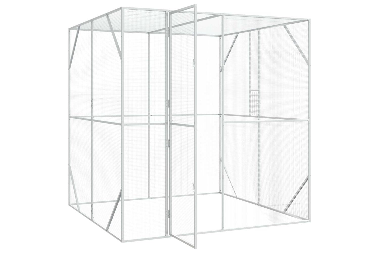 Vidaxl Bird Cage Anthracite 209 X 202 X 214 Cm Galvanised Steel-2