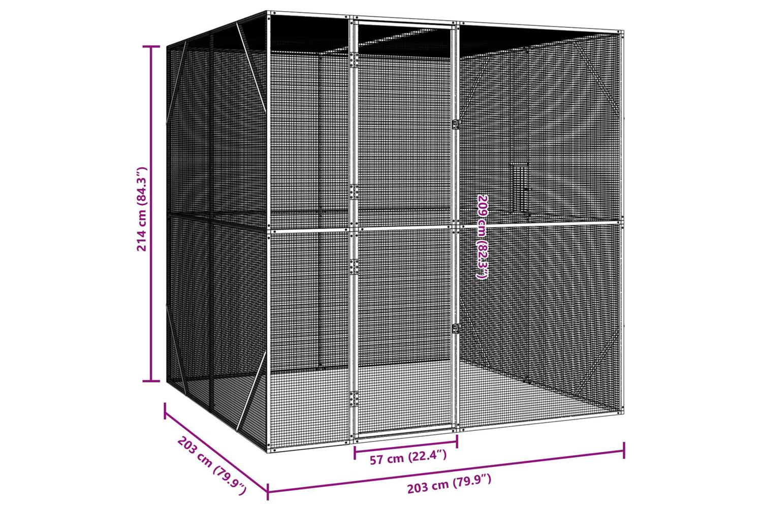 Vidaxl Bird Cage Anthracite 209 X 202 X 214 Cm Galvanised Steel-6