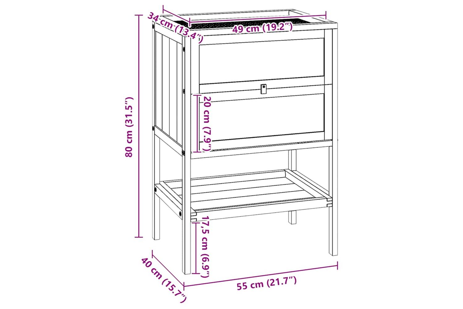Vidaxl Hamster Cage 55x40x80 Cm Solid Wood Fir-9