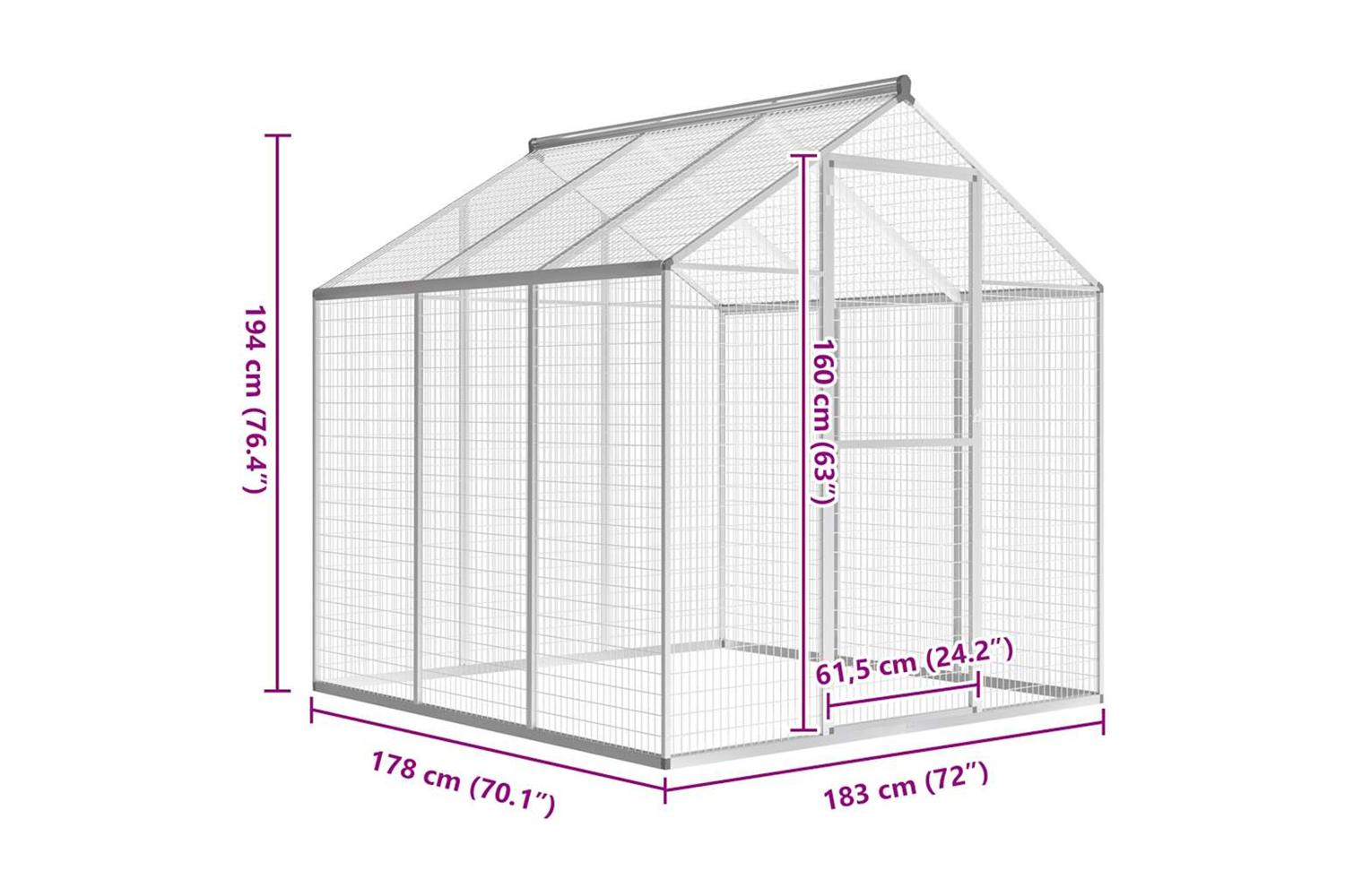 Vidaxl Outdoor Aviary Aluminium 183x178x194 Cm-5